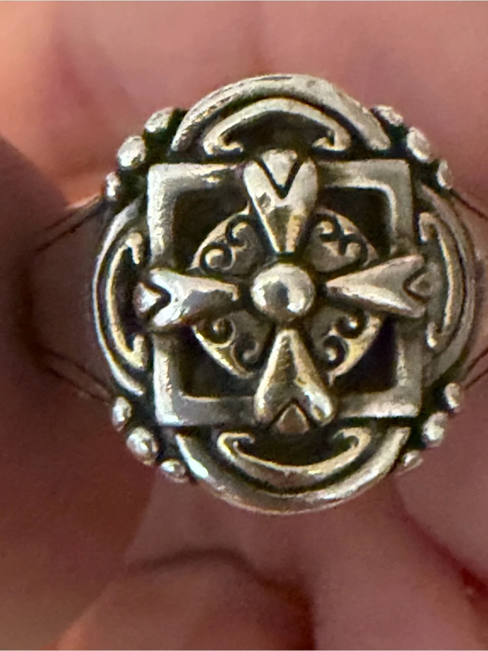 Brighton Sterling Silver Black Shield Cross Ring
